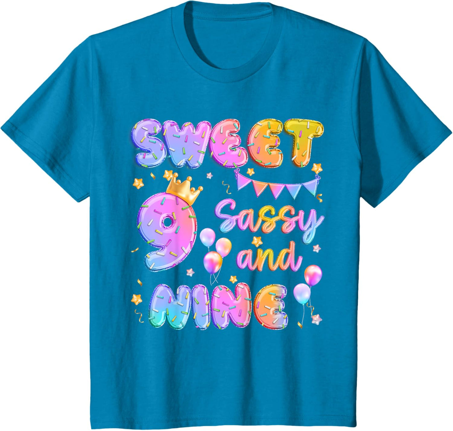 Sweet 9 Sassy And Nineth 9th Birthday Donut Theme Girl Gifts