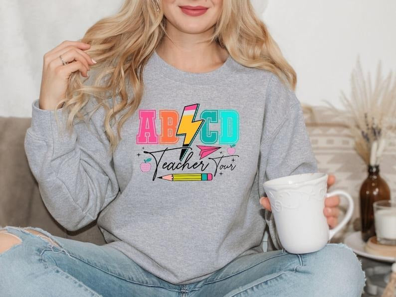 ABCD Teacher Tour Sweatshirt, Back to School Sweatshirt, Retro Abcd Teacher Gifts, Retro Teacher Sweater, Teacher Life Shirt  T-shirt, sweater and Hoodie