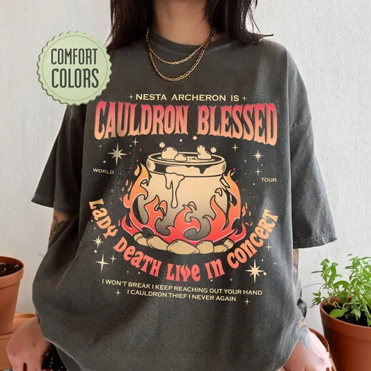 ACOTAR Nesta Archeron CauIdr0n Blessed Lady Death Band Shirt, Rhysand Cassian, Booktok  shirt, SJM Trendy Merch Casual Cotton Classic Crewneck