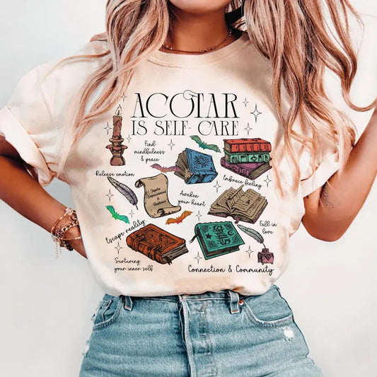 ACOTAR Shirt - Self-Care Crewneck for SJM Fans, Bookish Mental Health Shirt, Perfect Gift for Book Lovers