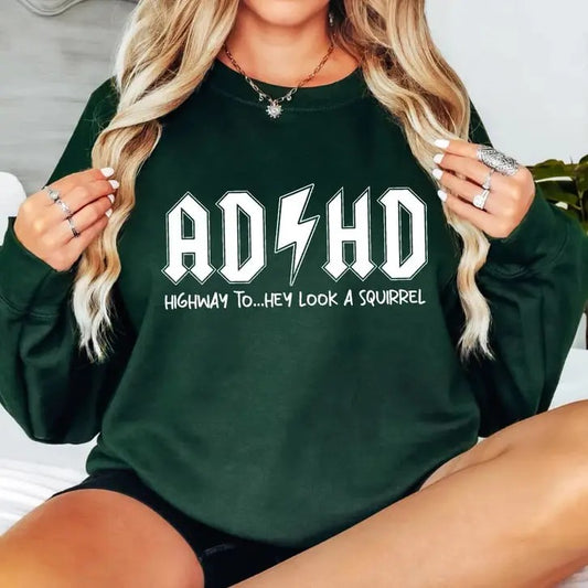 AD HD Highway to... Hey Look a Squirrel Hoodie, Motivational Hoodie, Dungeons and Dragons Dnd T-shirt, DnD Vintage Tee, ADHD Unisex shirt