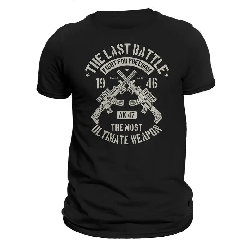 AK 47 Military Rifle Tactical Shooting Men's T-Shirt Casual Classic Cotton Crewneck Menswear Soft