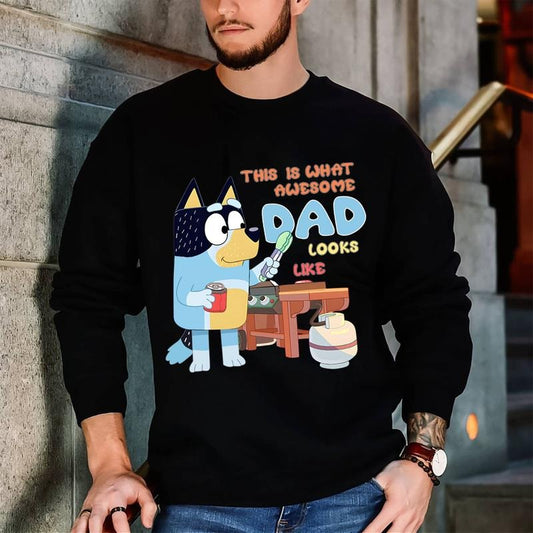 AWESOME DAD This is what an dad looks like MENS T-shirt, Bluey Dad Retro Tee, Bluey Family Shirt, Super Hero Dad Tee, Fathers Day Shirt, Gifts For Him,