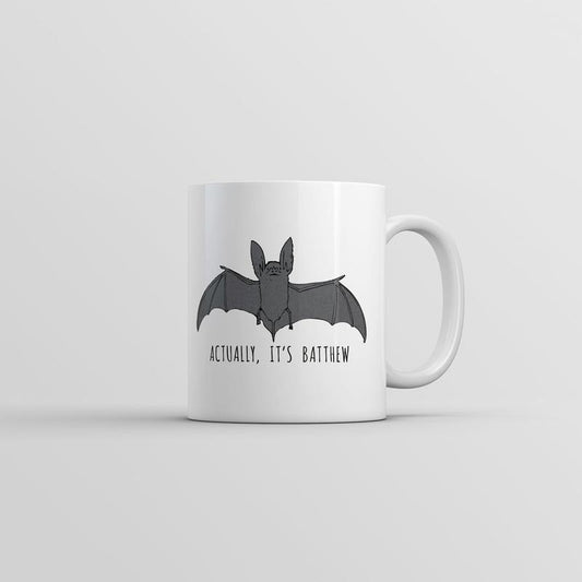 Actually Its Batthew Mug Funny Sarcastic Bat Graphic Coffee Cup-11oz Funny Coffee Mugs Ceramic Printed Drinkware Cup