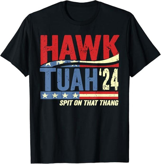 Adult Humor Shirts, Hawk Tuah 24 Spit On That Thang Retro T-Shirt Classic Unisex Casual Cotton
