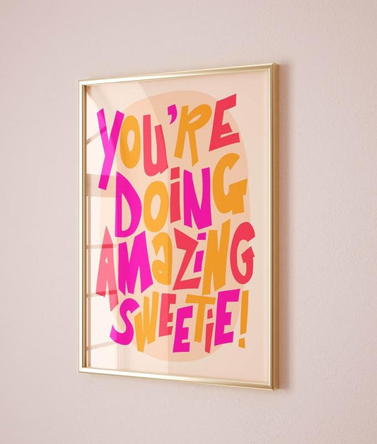 Affirmation Wall Art, Teen Girl Room Decor, Retro Art Print, Maximalist, Preppy Dorm Decor, Pink Orange Wall Art, Poster Prints No Frame, Gifts For Girls Wall Art Decor, Home Decor, Wall Posters, Gifts For Birthday Artwork Landscape