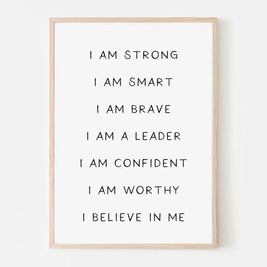 Affirmations For Kids, Toddler Playroom Print, I Am Affirmations For Kids, Affirmation Wall Art, Encouraging Wall Art For Kids Poster Prints No Frame, Family Friend Wall Decor, Vintage Poster Art, Gifts For Birthday Artwork Landscape Ornaments Photo
