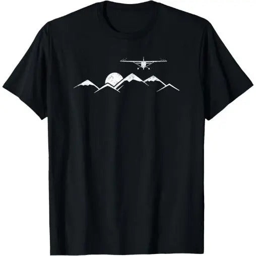 Airplane Over Mountains Gift for Pilots T-Shirt Made in USA