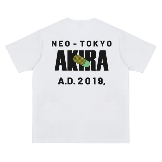 Akira "2019" Vintage Oversized Tee Anime T-shirt 100% Cotton Original Design Men's Top Streetwear Casual Menswear Tshirt