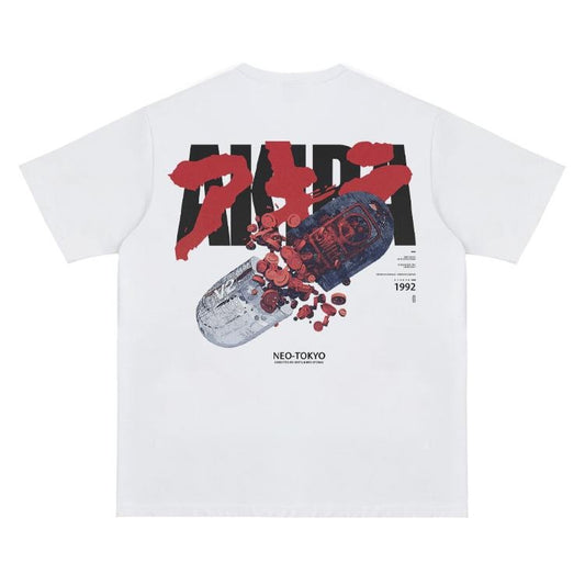 Akira "Capsule" Vintage Oversized Tee Anime T-shirt 100% Cotton Original Design Men's Top Streetwear Casual Menswear Tshirt