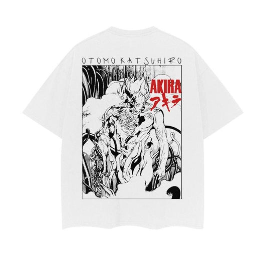 Akira "Explosion" Heavyweight Vintage Tee 100% Cotton OVERSIZED Anime T-shirt Menswear Top Tshirt Streetwear Crew Necks Round Neck Casual Tropical White Crewneck Shortsleeve Baggy Loose