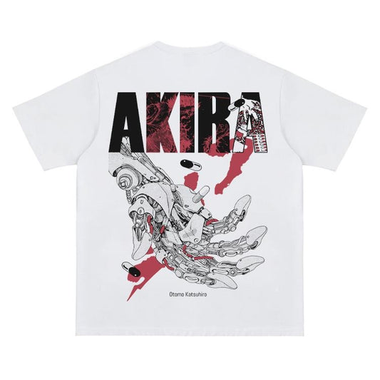 Akira "Shattered Mechanical Arm" Vintage Oversized Tee Anime T-shirt 100% Cotton Original Design Men's Top Streetwear Casual
