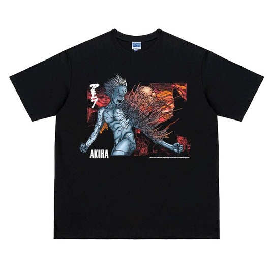 Akira "Tetsuo Rampage" Heavyweight Vintage Tee 100% Cotton OVERSIZED Anime T-shirt Menswear Top Crew Necks Tshirt Casual Streetwear Black Crewneck Tropical Shortsleeve