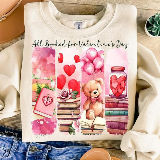 All Booked for Valentines Sweatshirt , Teacher Valentine , Valentine Coquette , Book Lover  , Valentine's Day