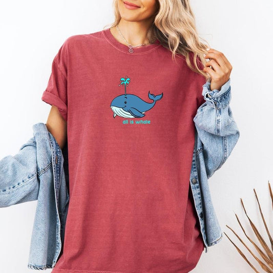 All Is Whale, Cute, Funny, Minimalist, Beach Comfort Colors T-Shirt, Women's Comfort Colors Tee