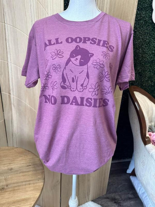 All Oopsies No Daisies Tee - Purple - Cat Lover Tee - Purple Tshirt - Funny Tee