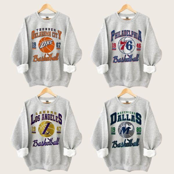 All Team Basketball Vintage 90s Shirts - Retro Crewneck for Basketball Fans