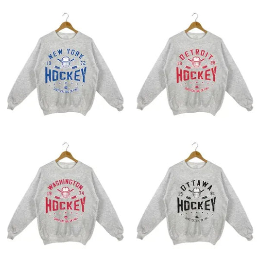 All Team Hockey Crewneck Sweatshirt - Vintage Sportswear Gift for Men & Women