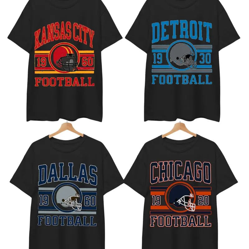 All Teams Cotton T-shirt, Gildan 5000 Unisex Crewneck Sport Classic T-Shirt All Teams Football, Black Menswear Soft  Top Tee
