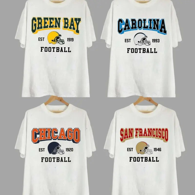 All Teams Football T-shirt, Gildan 5000 Unisex Crewneck All Teams Football Classic T-Shirt, White Menswear Soft Tee  Cotton