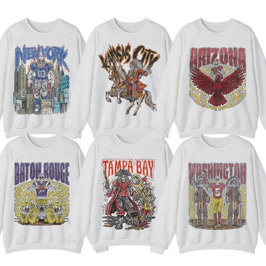 All Teams Football Vintage Style Sweatshirt, Crewneck Football Unisex Sweatshirt