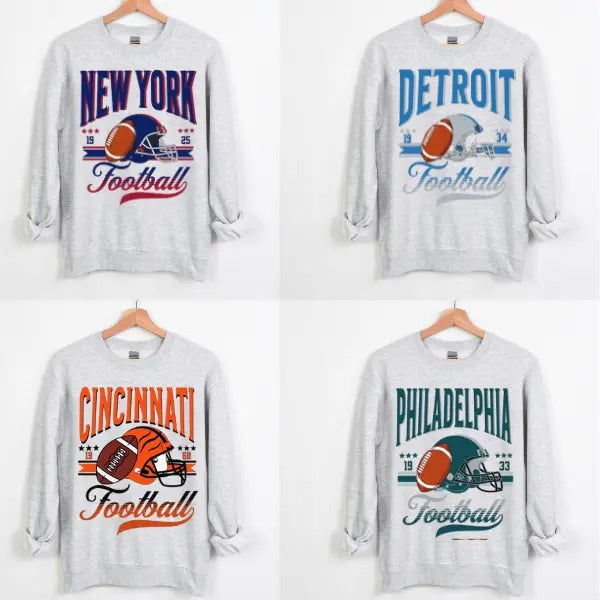 All Teams Football Vintage Style Sweatshirt, Gift For Fan, Classic Cotton Menswear Unisex