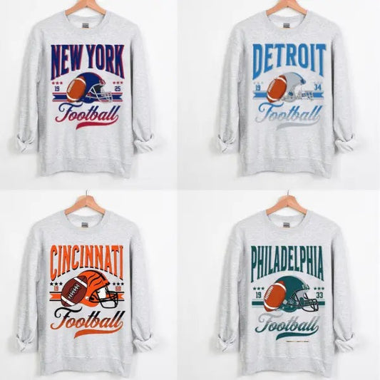 All Teams Football Vintage Style Sweatshirt, Gift For Fan, Classic Cotton Menswear Unisex