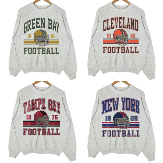 All Teams Vintage Football Sweatshirt - Classic Sport Grey for Fan Sport