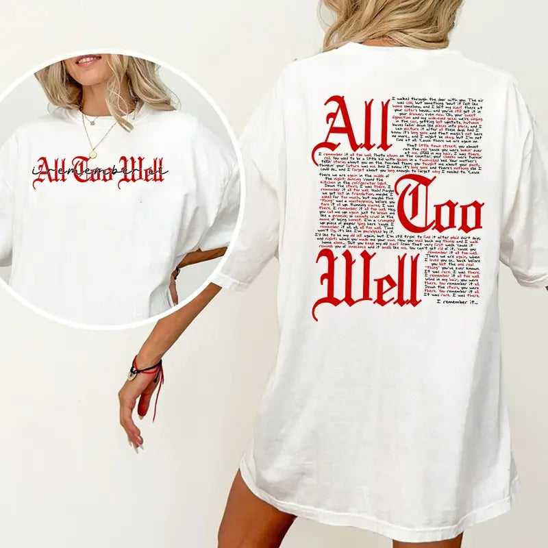 All Too Well Shirt, I Remember It Shirt, Music Lover Shirt, All Too Well TShirt, Music Lover Gift, Red Album Unisex Womenswear T-Shirt