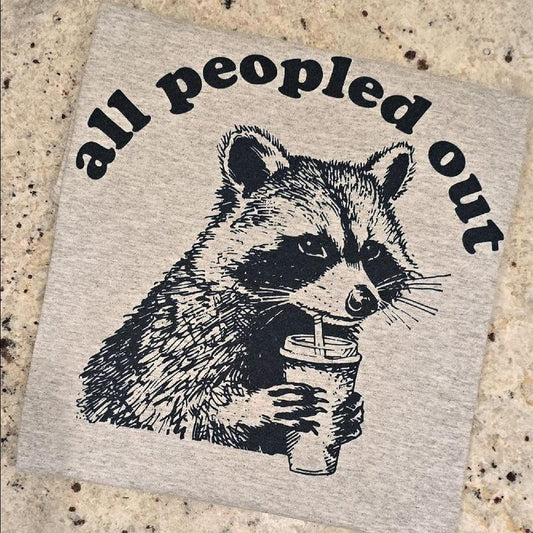 All peopled out Cute Raccoon Graphic Tee