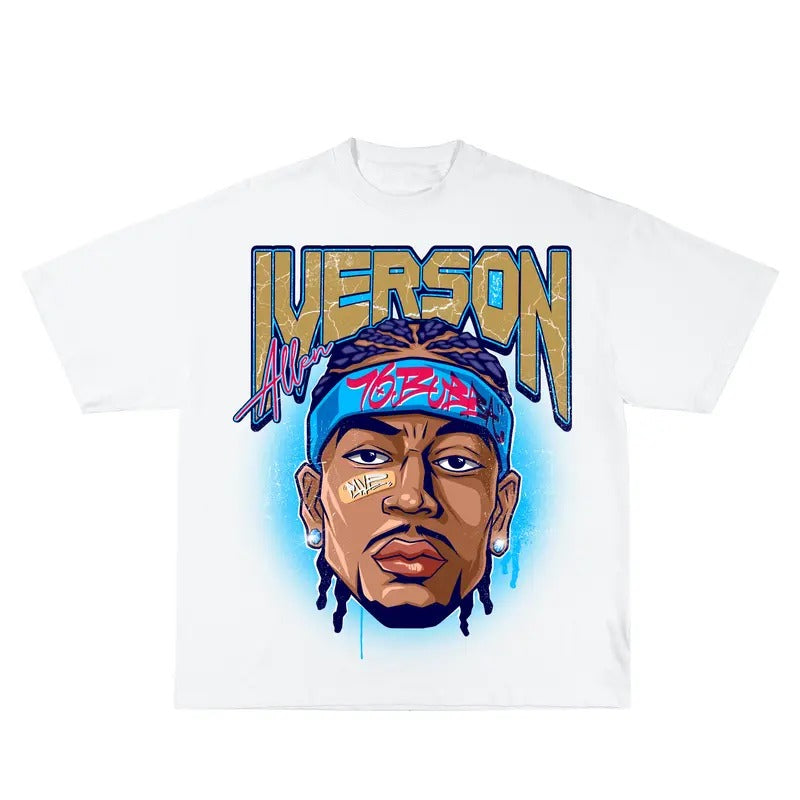 Allen Iverson Inspired Vintage Graphic T-shirt Heavy Cotton Tee Basketball 90 s Styled Shirt Hiphop Vibes Y2K Aesthetic Throwback Classic Big Face Celebrity Tee