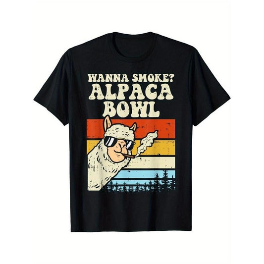 Alpaca Fashion Trend Digital printed men's T-shirt, comfortable casual wear, eye-catching design, high quality short sleeves Made in USA