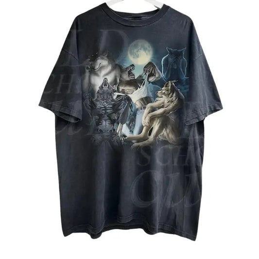 Alpha Wolf Vintage 90s T-Shirt, Retro Meme Tee, Grunge Clothing Aesthetic, Emo Silly Animal Graphic Shirt, Alpha Wolf Shirt, Y2k, Unisex T-Shirt, Gift For Men Women Menswear Top Underwear Tshirt Streetwear