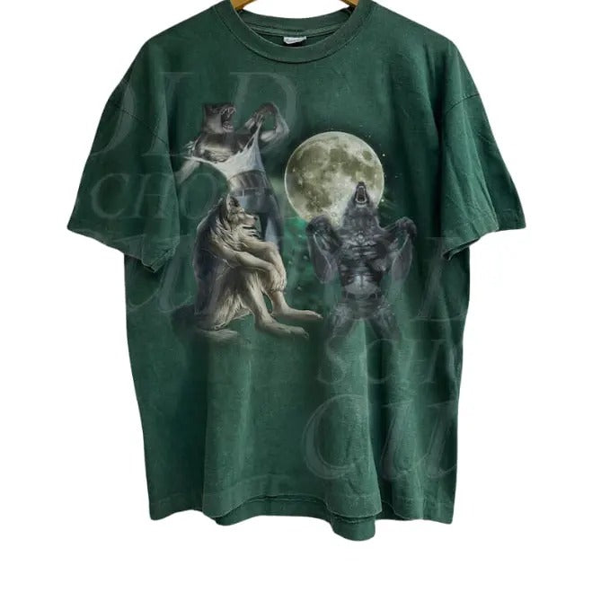 Alpha Wolf Vintage Graphic 90s T-Shirt, Retro Meme Tee, Grunge Clothing Aesthetic, Alpha Wolf, Washed Oversize Shirt, Emo Silly Wolf Graphic Shirt