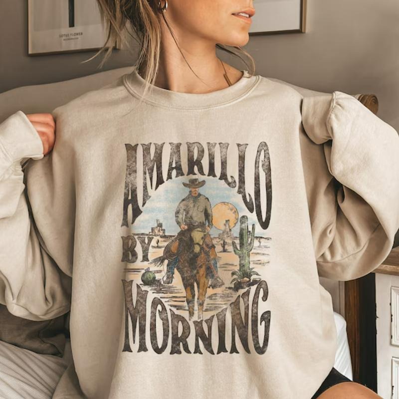 Amarillo By Morning Sweatshirt, Amarillo Cowboy Crewneck vintage sweatshirts, cowgirl outfits, western outfits women clothing, country western girl tops stuff, Country Music shirt hoodie