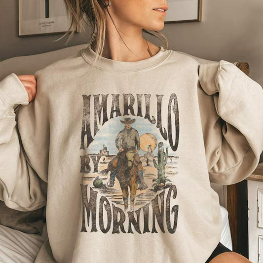 Amarillo By Morning Sweatshirt, Amarillo Cowboy Crewneck vintage sweatshirts, cowgirl outfits, western outfits women clothing, country western girl tops stuff, Country Music shirt hoodie