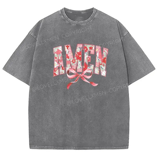 Amen Washed T-Shirt, Christian Jesus  t shirts, Vintage 90s Graphic Tee Gift Cotton Top Womenswear, Mineral color