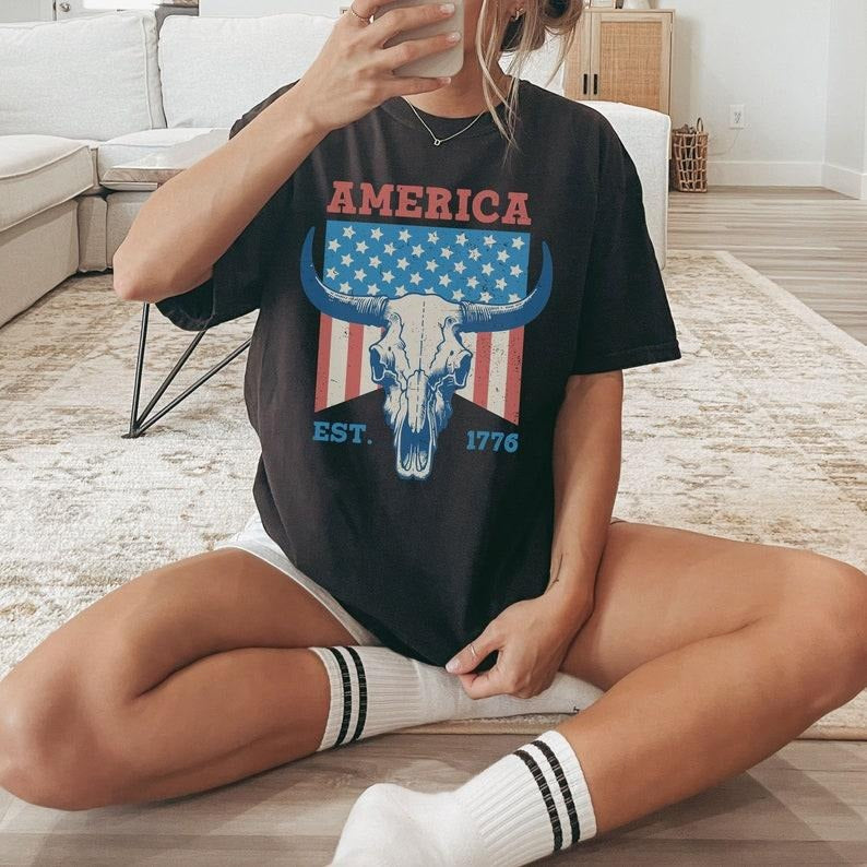 America Shirt, Vintage USA Shirt, Fourth of July Shirt, 4th of July, Patriotic Shirt, America Est Shirt, Red White and Blue