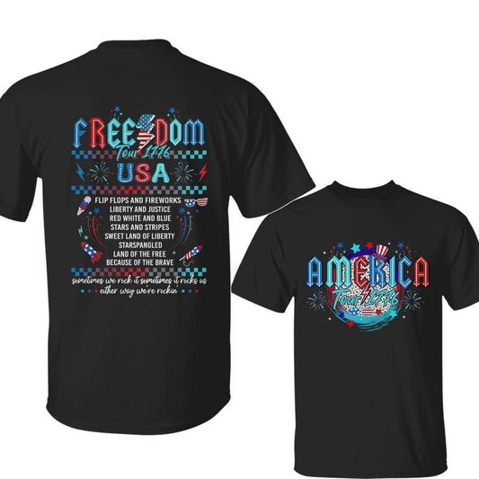 America Tour 2sided tshirt, 4th of July Shirt, 1776 Independence Day Shirt, Freedom Tour, Memorial Day gifts, Retro Patriotic American