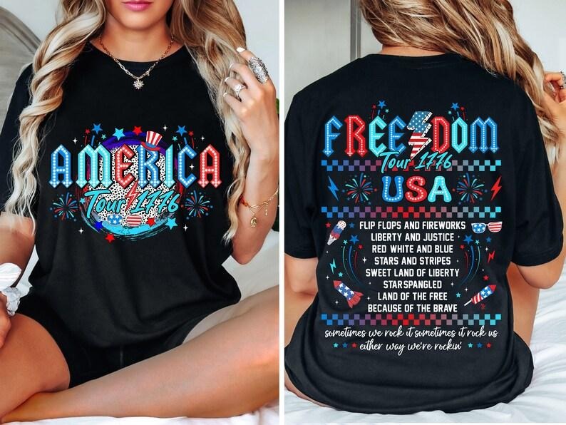 America Tour Shirt, 4th of July Shirt, 1776 Independence Day Shirt, Freedom Tour Shirt, USA Png, Memorial Day Shirt, Retro Patriotic American Shirt