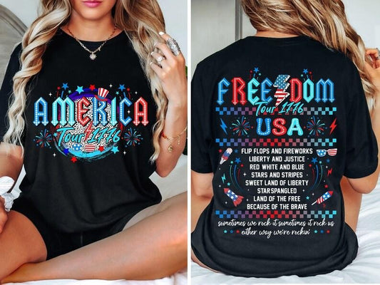 America Tour Shirt, 4th of July Shirt, 1776 Independence Day Shirt, Freedom Tour Shirt, USA Png, Memorial Day Shirt, Retro Patriotic American Shirt