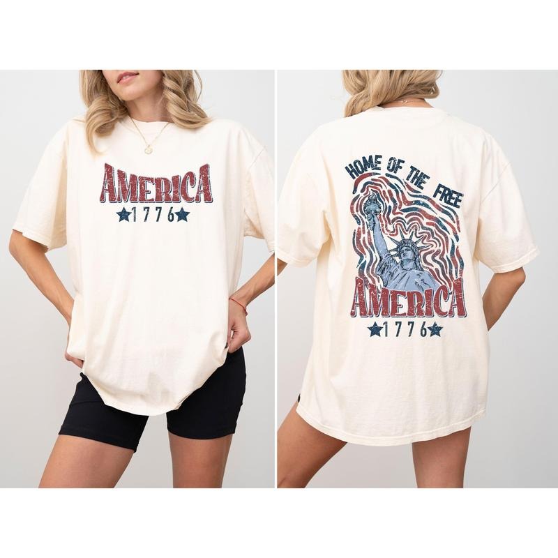 America, Home Of The Free, Statue of Liberty, USA, Patriotic, 1776, 4th Of July, Independence Day, Tshirt, Women's Comfort Color Tee, Tshirt