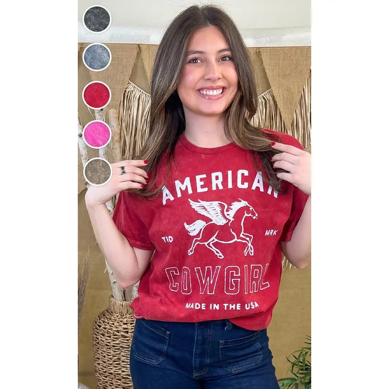 American Cowgirl Mineral Washed Graphic T-Shirt