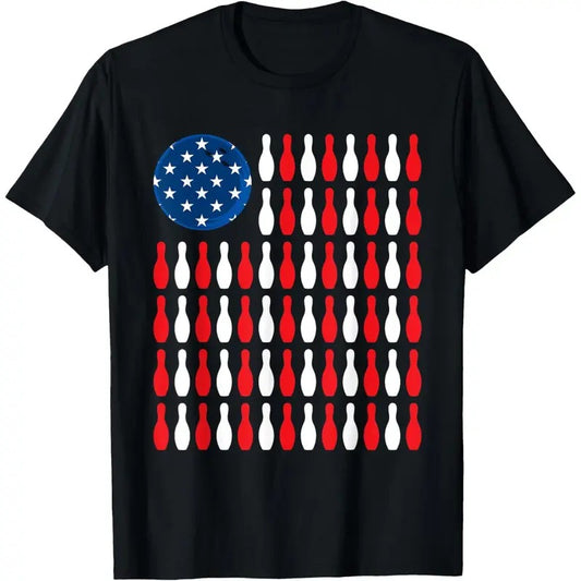 American Flag - Patriotic Bowler & Bowling T-Shirt made in usa