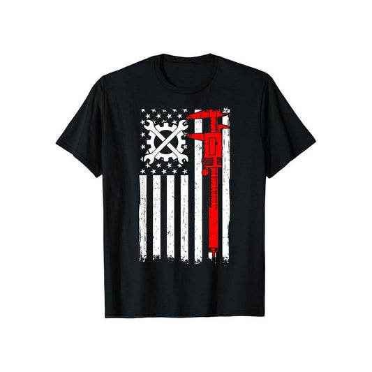 American Flag & Tools Graphic Tee for Men - 100% Cotton, Perfect Gift for Dad, Husband, Grandpa - S-XXXL, Black made in usa