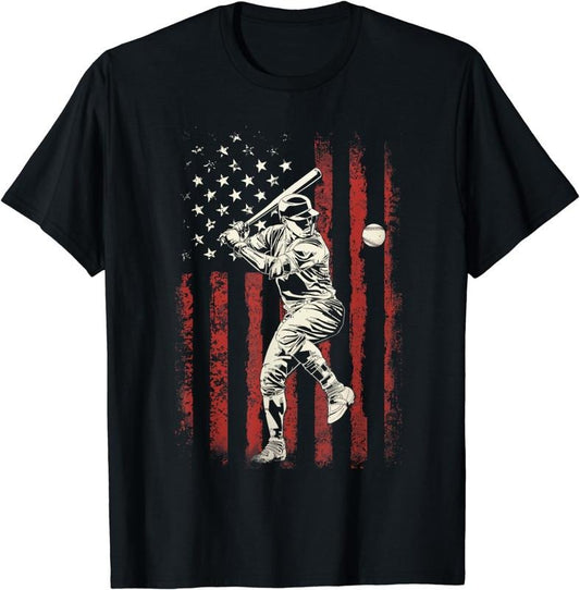 American Flag Baseball Team Gift for Men Boys T-Shirt Clothing Menswear Clothing Menswear