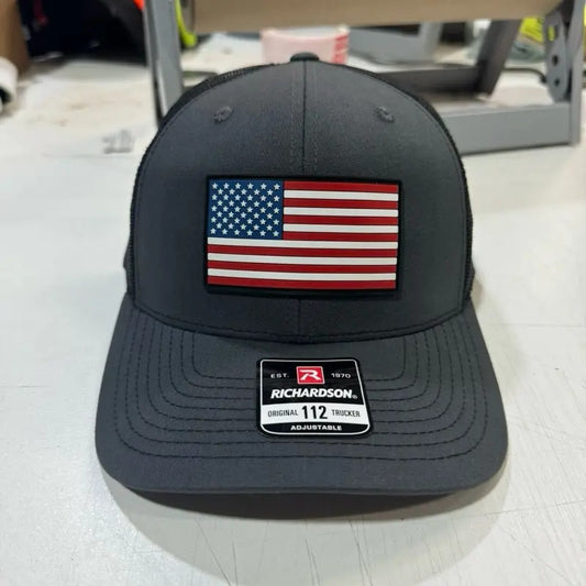 American Flag PVC Patch Hat. Flex Fit / Richardson / Flat Bills / Golf Hats