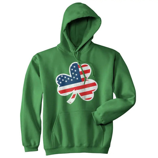 American Flag Shamrock Hoodie Funny St Patricks Day Parade Irish Pride Graphic Sweatshirt Funny Hoodies Saint Patrick's Day Hoodie Funny Sarcastic Pullover Novelty Sweatshirt Green -