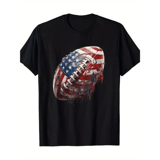 American Football American Flag T-Shirt, Men's T-Shirt, 220g made in usa
