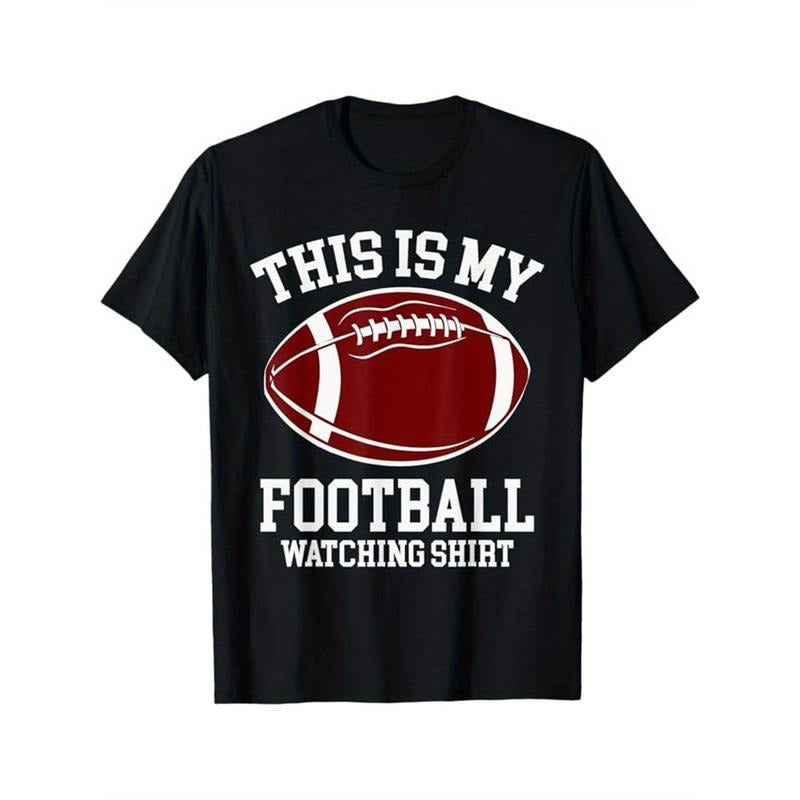 American Football Print Men's Cotton T-shirt, Graphic Tee Men's Outdoor Clothes, Men's Clothing, Casual Short Sleeve Crew Neck T-shirt, Tops For Men, Gift For Men made in usastyle{n002}7